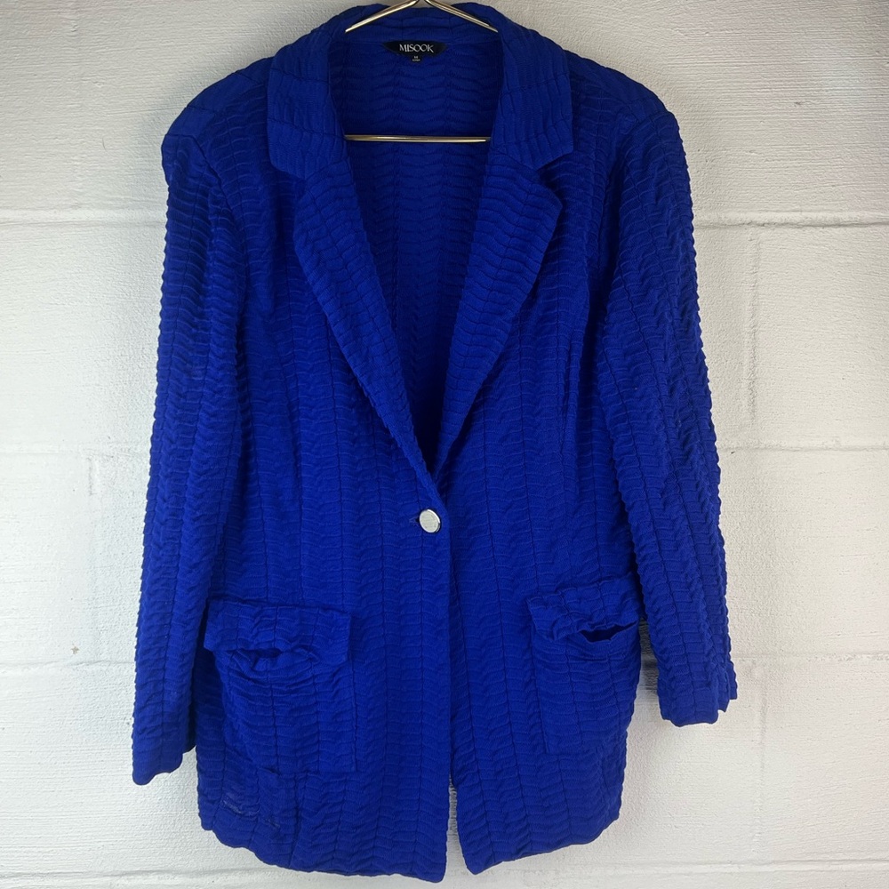 Misook Blue Single Button Blazer, Medium - image 1